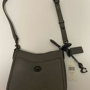 Coach Gunmetal Leather Crossbody Purse